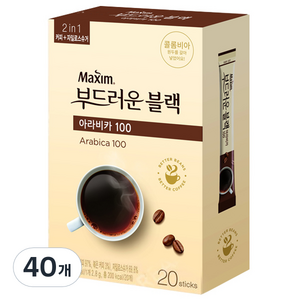 맥심 부드러운 블랙 아라비카100 원두커피믹스, 2.8g, 20개입, 2개