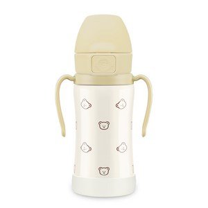 그로미미 원터치 스테인리스 돗꼼 빨대컵 300ml, 1개, 버터