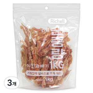 리첼 순중량 강아지 간식, 치킨꽈배기, 1kg, 3개