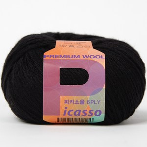 실바람 피카소울 6PLY 뜨개실, 검정, 1개