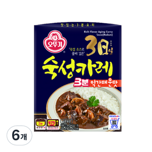 오뚜기 3분 3일숙성카레 약간매운맛, 200g, 6개