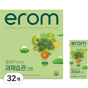 이롬 황성주 박사의 과채습관 그린 음료, 190ml, 32개