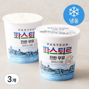 파스퇴르 진한 우유 아이스크림 (냉동), 474ml, 3개