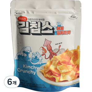 더다믐 김치부각 김칩스 해물김치전맛, 40g, 6개