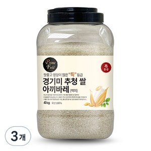 Pime Field 2024년산 햅쌀 경기 추청 아끼바레 백미, 특, 4kg, 3개