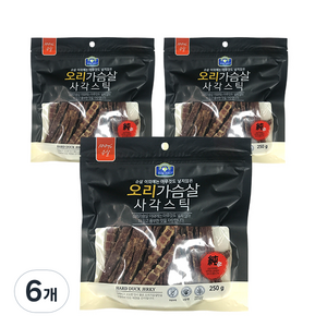 벨버드 순살가득 스틱 강아지 간식 250g, 오리, 6개