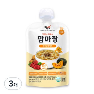 짱죽 맛있는 이유식 맘마짱 8개월부터 1P, 혼합맛(한우/단호박), 120g, 3개