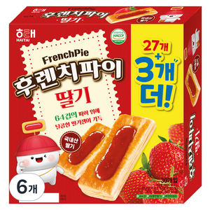 해태제과 후렌치파이 딸기, 384g, 6개