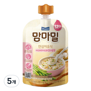 맘마밀 12개월부터 안심 이유식, 아스파라거스와 닭가슴살, 100g, 5개