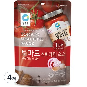 청정원 토마토 스파게티소스 싱글파우치, 170g, 4개