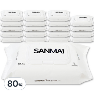 한스웰 SANMAI 저자극 라이트 물티슈 캡형, 40g, 100매입, 80개