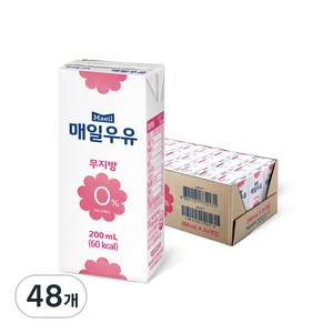 매일우유 무지방 0% 멸균우유, 200ml, 48개