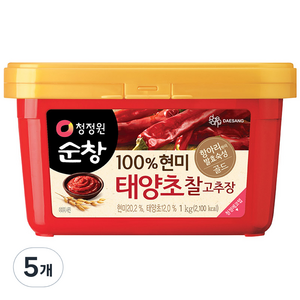 청정원순창 100% 현미 태양초 찰고추장, 1kg, 5개