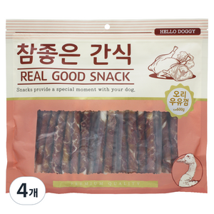 헬로도기 참좋은간식 강아지 건조간식, 오리우유껌, 600g, 4개