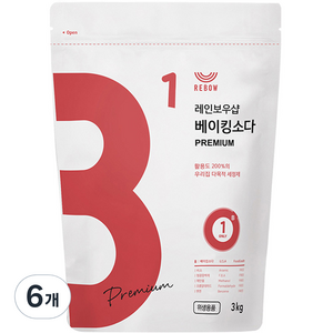 레인보우샵 베이킹소다 프리미엄, 3kg, 6개