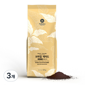 맥널티커피 브라질 세라도 싱글 오리진 분쇄 원두 커피, 500g, 3개