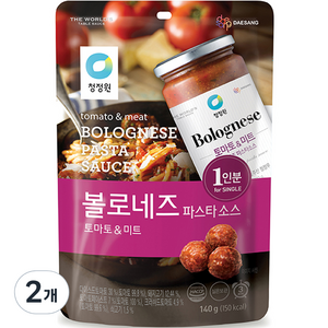 청정원 싱글 파우치 볼로네즈 파스타 소스, 2개, 140g