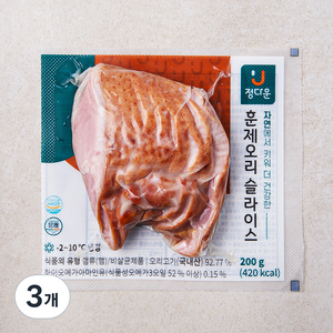 정다운 훈제오리 슬라이스, 200g, 3개