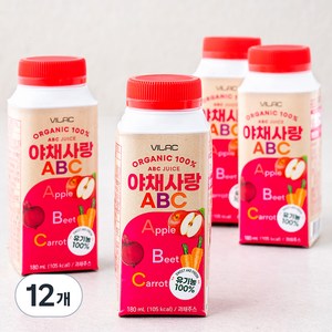 비락 유기농 야채사랑ABC, 180ml, 12개