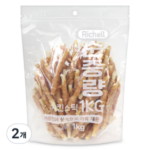 리첼 순중량 강아지 간식, 치킨스틱맛, 1kg, 2개