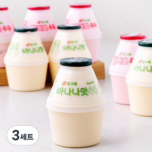 빙그레 바나나맛우유 240ml x 4개입 + 딸기맛 우유 240ml x 4개입 세트, 3세트