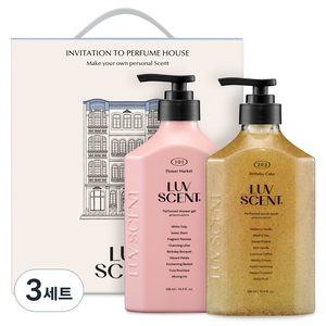 럽센트 바디워시 플라워마켓 화이트튤립향 500ml + 스크럽 워시 벌스데이케이크 라즈베리 바닐라향 500ml 세트, 3세트