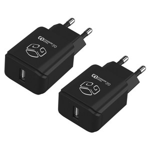 디지지 퀄컴 3.0 18W USB 1구 고속충전기, 블랙, 2개