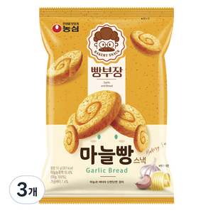 농심 빵부장 마늘빵, 55g, 3개