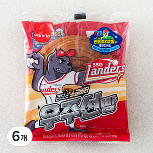 삼립 KBO 랜더스 소금버터 우주선빵, 85g, 6개, 1개입