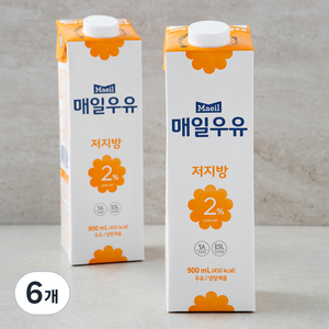 매일우유 저지방2% 우유, 900ml, 6개