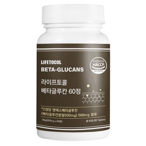 라이프토콜 베타글루칸 250mg 36g, 60정, 1개