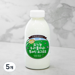 유기가공식품인증 우리울타리 플레인 요구르트 무가당, 500ml, 5개