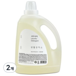 생활공작소 그린플로럴향 세탁세제 본품, 3L, 2개