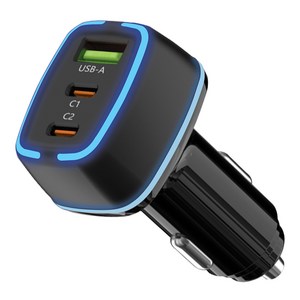 홈플래닛 퀄컴 공식인증 QC3.0 54W 3포트 차량용 시거잭 고속충전기, 메탈실버, FP6601Q-3