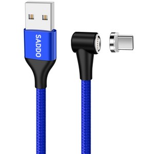 사또 3세대 USB C타입 커넥터 + ㄱ자형 마그네틱 고속충전 케이블 1m 세트, 블루, 1세트