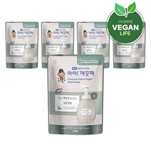 아이깨끗해 프리미엄 클린 비건 폼 핸드솝 무향 리필, 400ml, 5개