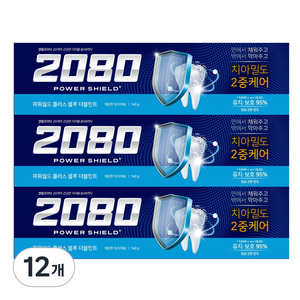 2080 파워쉴드 플러스 블루 더블민트 치약, 140g, 12개