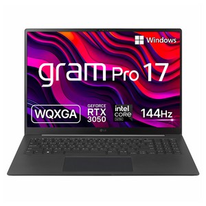 LG전자 2024 그램 Pro 17 코어Ultra7 지포스 RTX 3050, 옵시디안 블랙, 512GB, 32GB, WIN11 Home, 17Z90SP-ED7BK