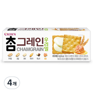 크라운 참그레인 우리밀 과자, 48g, 4개