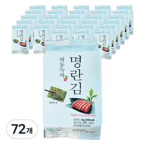 맛있는 밥도둑 하동 녹차 명란 도시락 조미 김, 6g, 72개