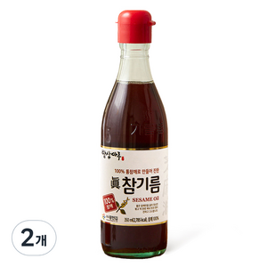 밥상마루 100% 참깨로 만들어 진한 참기름, 350ml, 2개