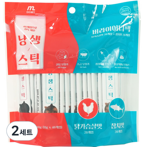 마이베프 냥생스틱 버라이어티팩 고양이 간식 참치 11g x 20p + 닭가슴살 11g x 20p 세트, 참치맛, 닭가슴살맛, 440g, 2세트