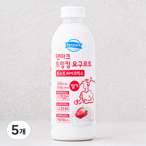 덴마크 드링킹 요구르트 포스트 바이오틱스 딸기, 750ml, 5개