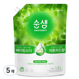 순샘 베이킹소다 피톤치드향 리필 세제, 1.4L, 5개