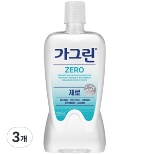 가그린 제로 구강청결제, 1.2L, 3개