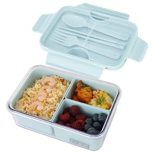 생활엔 BPA FREE 클리어 칸칸이 소풍도시락, 블루, 1세트