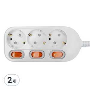 번개표 이동형 멀티탭 콘센트 절전형 개별스위치 3구 WI-MC21633, 1.5m, 혼합색상, 2개