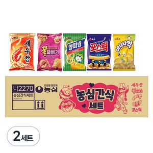 농심 과자 세트, 새우깡 90g x 3p + 꿀꽈배기 90g x 3p + 양파링 84g x 2p + 포스틱 84g x 2p + 바나나킥 75g x 2p, 2세트