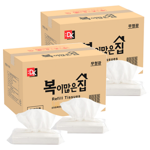 복이많은집 천연펄프 리필 티슈 2겹, 100개, 100매입