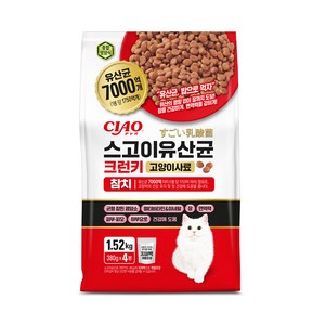 챠오 전연령 고양이 스고이 유산균 크런키 건식사료, 1520g, 1개, 참치